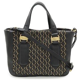 Salvatore Ferragamo Borsa Satchel Vara Chain Link in pelle nera Ferragamo Nero