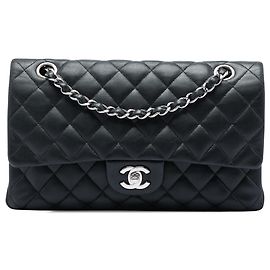 Chanel Black Medium Classic Lambskin Double Flap Nero