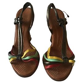Chloé Sandales à compensées Chloe Marron Rouge Vert Jaune Métallisé