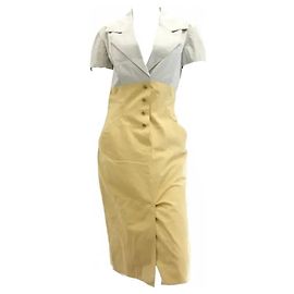 Vestido de duas cores Hermès Bege Amarelo