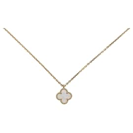 Van Cleef & Arpels Collier pendentif Sweet Alhambra Blanc Doré