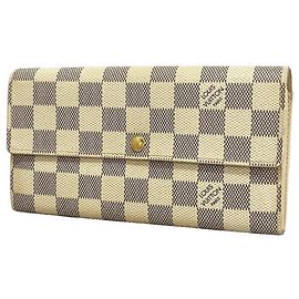 Louis Vuitton Damier Azur Portefeuille Sarah Long Wallet Weiß