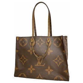 Borsa Tote Louis Vuitton Monogram Giant Reverse OnTheGo GM Marrone