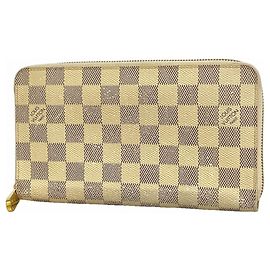 Carteira longa Louis Vuitton Damier Azur Zippy Organizer Branco