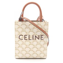 Céline Bolsa Tote Vertical Mini Triomphe Celine Marrom Cru
