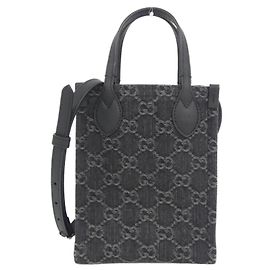 Borsa a mano Gucci Ophidia in denim nero e grigio Marrone Nero