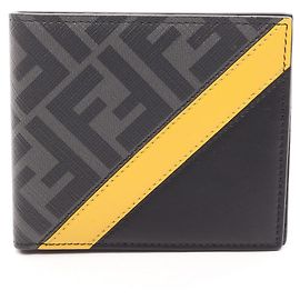 Fendi Diagonal Zucca Bi-fold Wallet Brown Black Yellow