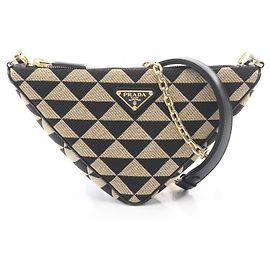 Borsa a tracolla 2-Way Triangle Prada Nero Beige