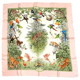 Hermès Equateur Seidenschal 90cm Rosa Braun Pink Weiß Blau Beige Grün Orange