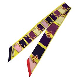 Lenço de seda Hermès Twilly Camails Amarelo