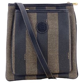 Bolsa de tecido vintage Fendi Pequin Preto