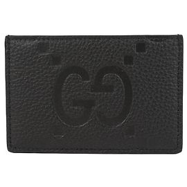 Gucci Tarjetero de cuero Gg Jumbo Negro