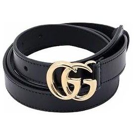 Gucci GG Marmont schmaler Gürtel aus schwarzem Leder Schwarz