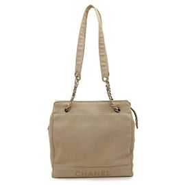 Borsa a tracolla in lino Chanel Marrone Beige