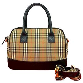 Mini bolsa de ombro 2way em canvas e couro Burberry Marrom Bege