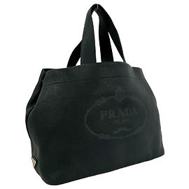 Sac à main en cuir Vitello Daino Prada Noir