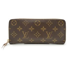 Carteira de tecido Louis Vuitton Clemence Marrom