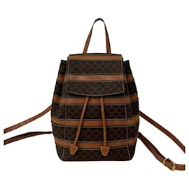 Céline Celine Macadam Triomphe Leather Backpack Brown