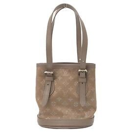 Borsa a secchiello Louis Vuitton in raso Monogram Marrone Beige