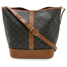 Céline Bolsa de ombro Celine Triomphe Small Bucket Marrom