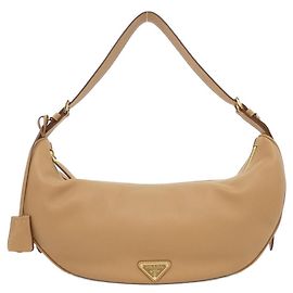 Bolsa de Ombro Prada Soft Grain Marrom Bege