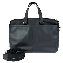 COACH Leather 2way Briefcase Black