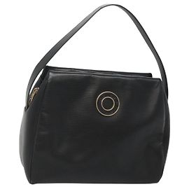 Céline Celine Circle Logo Couro Preto