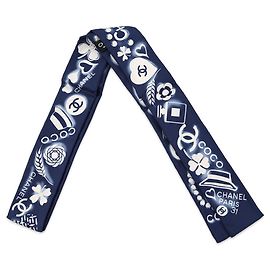 Chanel Seidentuch in Navy und Weiß Weiß Marineblau