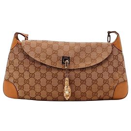 Bolsa de ombro em canvas Monogram Gucci Marrom Monograma