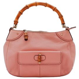 Gucci Bamboo Classic Sac Hobo en cuir rose Rose