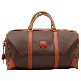 Céline Macadam Coated Canvas Boston Bag Brown