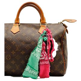 Mala Louis Vuitton Speedy 30 Monogram Canvas Marrom Rosa Verde Monograma