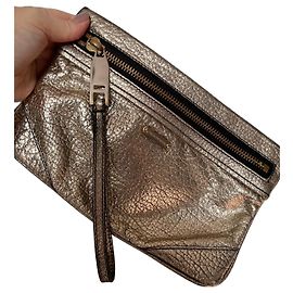 Burberry Metallic Leather Zip Clutch Metallic