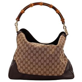 Bolsa Hobo Gucci Bamboo Marrom Monograma