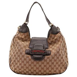 Sac Hobo en toile monogramme Gucci Marron Beige
