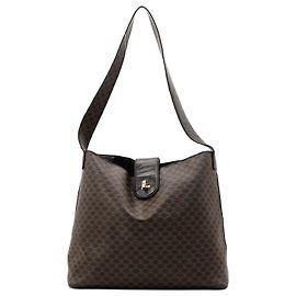 Céline Celine Sac à épaule Monogram Macadam Marron Noir