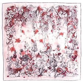 Écharpe en soie à imprimé fleurs Christian Dior Blanc Rouge