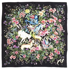 Sciarpa in seta Christian Dior D Constellation Nero Verde