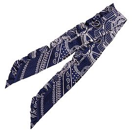 Hermès Sciarpa in seta Hermes Twilly Frill Apron d'Or Nero Bianco Blu navy