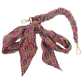 Fendi Silk Multicolor Handle Strap Replacement Brown Red Blue Golden