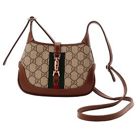Gucci Jackie 1961 Mini Bag Lona GG Supreme e Couro Marrom Marrom Monograma
