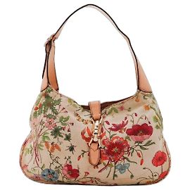 Gucci Jackie Bolsa de ombro em lona floral Multicor Bege