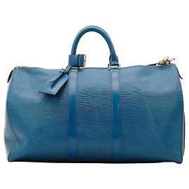 Louis Vuitton Keepall 55 Bolsa de Viagem Couro Epi Azul