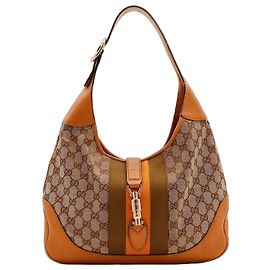 Gucci Jackie Bolsa Hobo Medium GG Canvas Marrom Bege