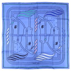 Hermès Hermes Carre 70 QUADRIGE Stola in seta Blu