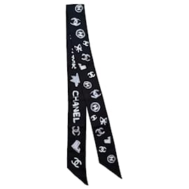 Chanel Seidenschal Monogramm Schwarz-Weiß Schwarz Weiß