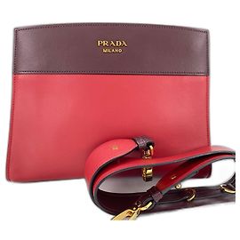 Prada Red Leather Shoulder Bag Red
