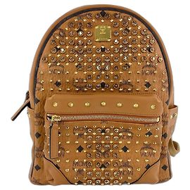 MCM Vitos Monogram Coated Canvas Backpack Beige
