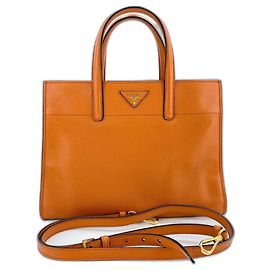 Prada Orange Leather 2-Way Handbag Orange