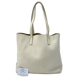 Sac cabas en cuir blanc Prada Blanc